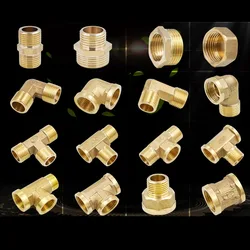 Latão Water Pipe Encanamento Fittings, Feminino Masculino Thread Tee, Reduzindo Copper Elbow, Butt Joint Adapter, Couples Adapter, 1/2 