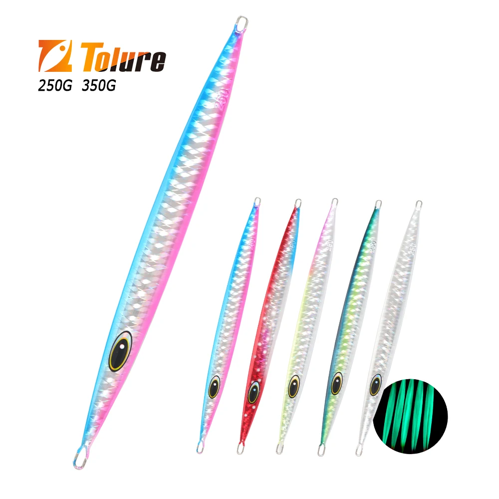 TOLU 2024 New 250g350g Fast Sinking Jigging Fishing Lure Laser Paper Coating Luminous Jig Lure Sea Fishing Trolling Jigging