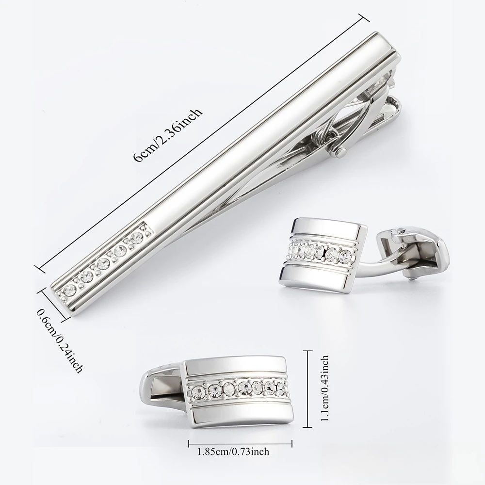 A Gentleman's Cufflinks and Tie Clip Set  Exquisite Business Men's Cufflinks and Lapel Pins