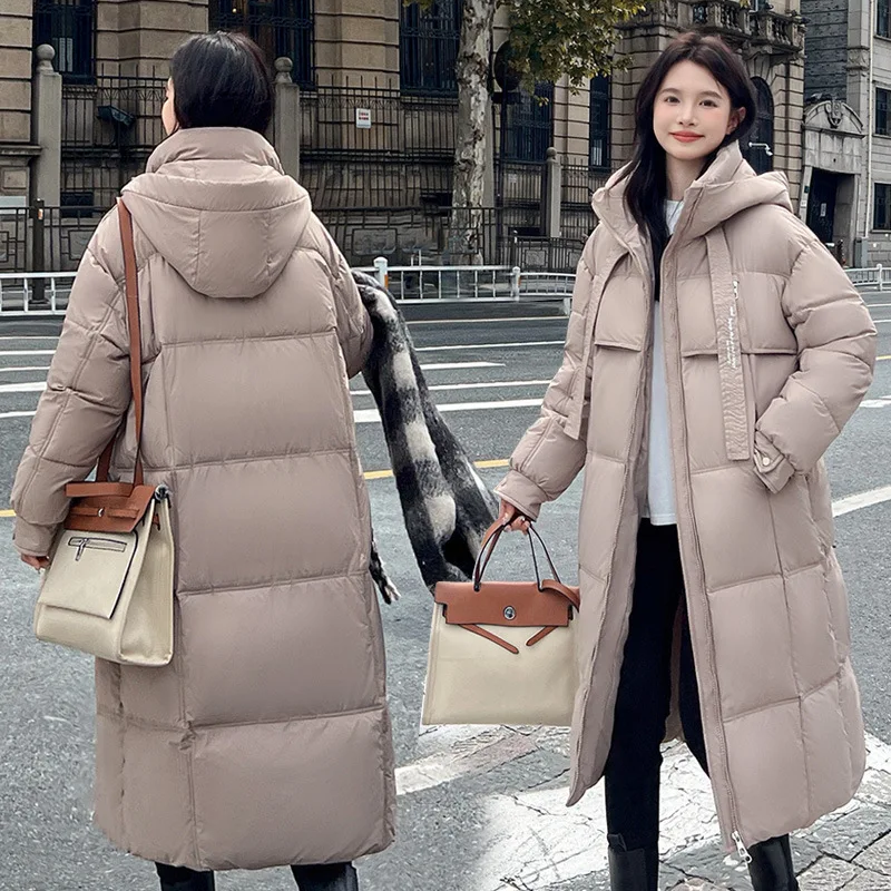 2024New Cotton-Padded Jacket Female Korean Large Size High Quality Hooded Down Coat Women Parkas Long Outerwear Fashion Overwear