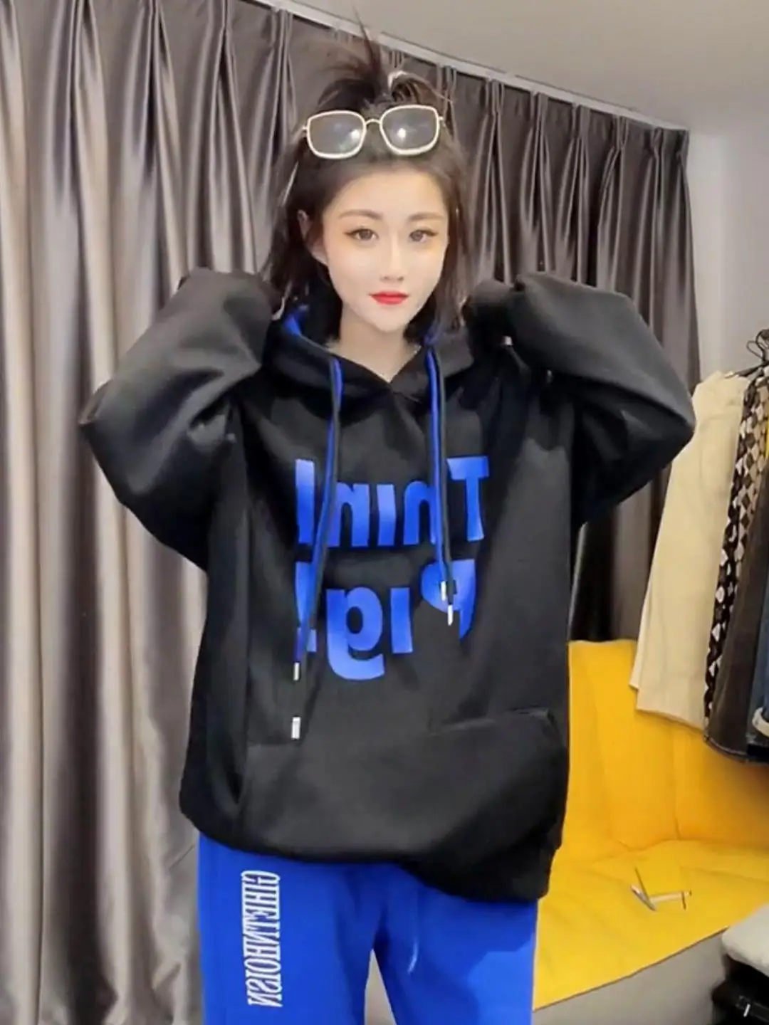 Hooded Cute Hoodies Woman Tops Lady Letters Goth Up Breathable Thicken Sport Commuting Thickened Loose-Fit Stripe Commute Y2K