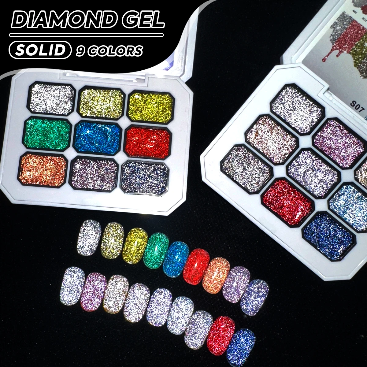 Neunfarbiges Diamant-Nagelgel, Geeignet für DIY-Nägel, Salon und Nageldesign – Detail 17