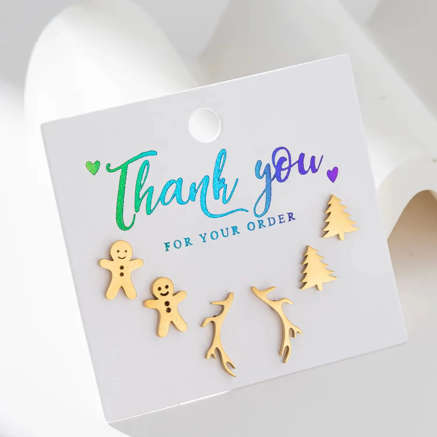 3Pairs Fashion Christmas Earrings for Women Cartoon Gingerbread Man Cookie Stud Earring Small Antlers Ear Piercing Jewelry Gifts