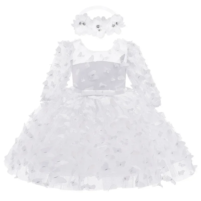 

Toddler Baby Girl Infant Princess Dress Lace Bow Applique Baby Girl Party Wedding Dress Kids Vestidos for Baby 1st Birthday