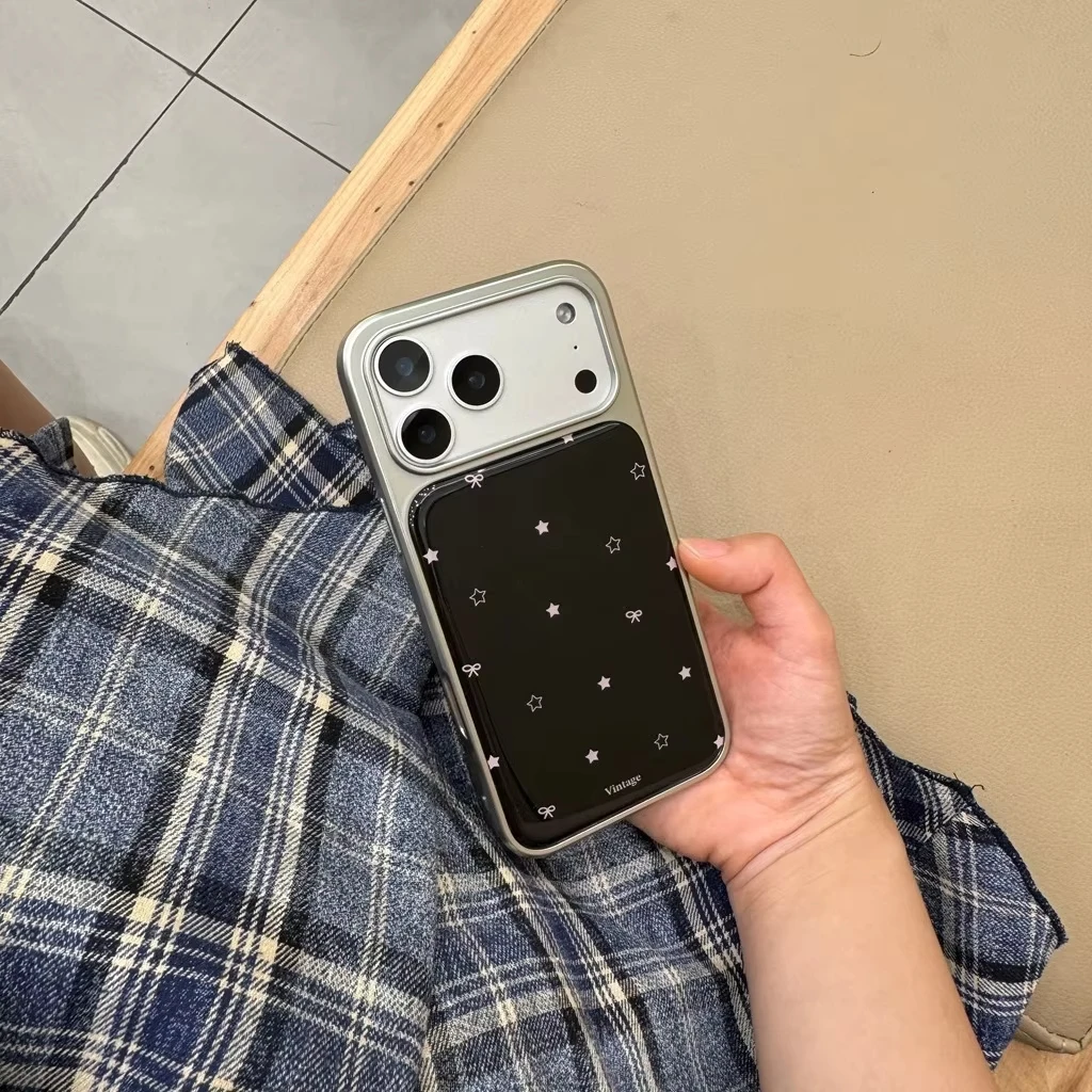 

Минималистичный чехол для телефона с гальваническим клеем и бантом со звездами для iPhone 17 Air 16 Pro Max 15 14 Plus 13 12 Pro 11, задняя крышка