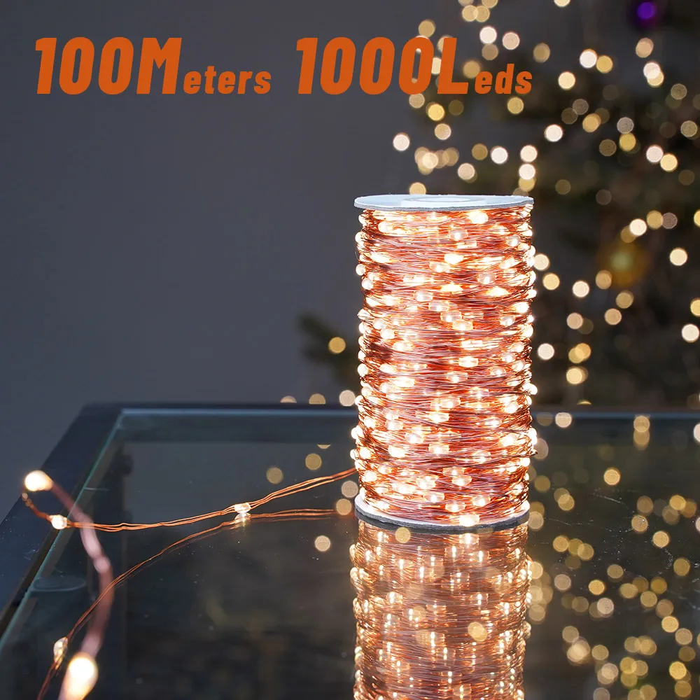 200 متر LED سلسلة أضواء الجنية USB التوصيل مقاوم للماء الأسلاك النحاسية الديكور لنافذة في الهواء الطلق داخلي شجرة عيد الميلاد جارلاند LED