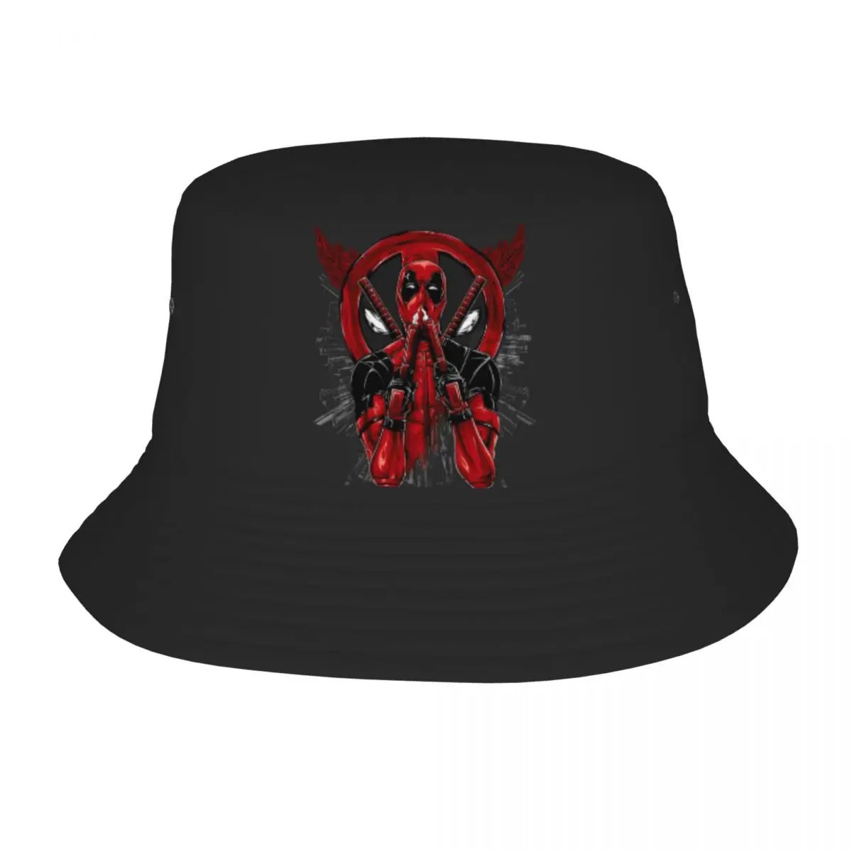 

Custom Deadpool Superhero Bucket Hat for Men Women Printed Summer Beach Sun Camping Cap