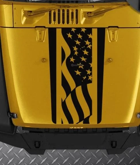 For Jeep Wrangler TJ LJ JK American Flag Stripes Vinyl Hood Decal Sticker Car Truck