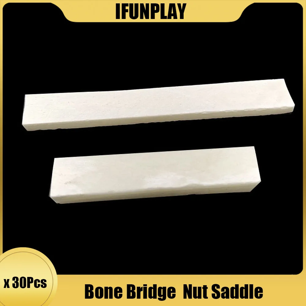 15Pair 100% Pure Cow Bone Ukulele 4String Mini Guitar Bridge Nut Saddle Blank Handmade Bone Blank Block