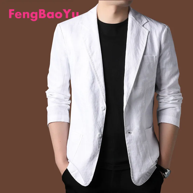 Fengbaoyu High-end Linen Men's Business Casual Suit Simple Light Luxury Coat Spring Comfortable Breathable Solid Color One Piece