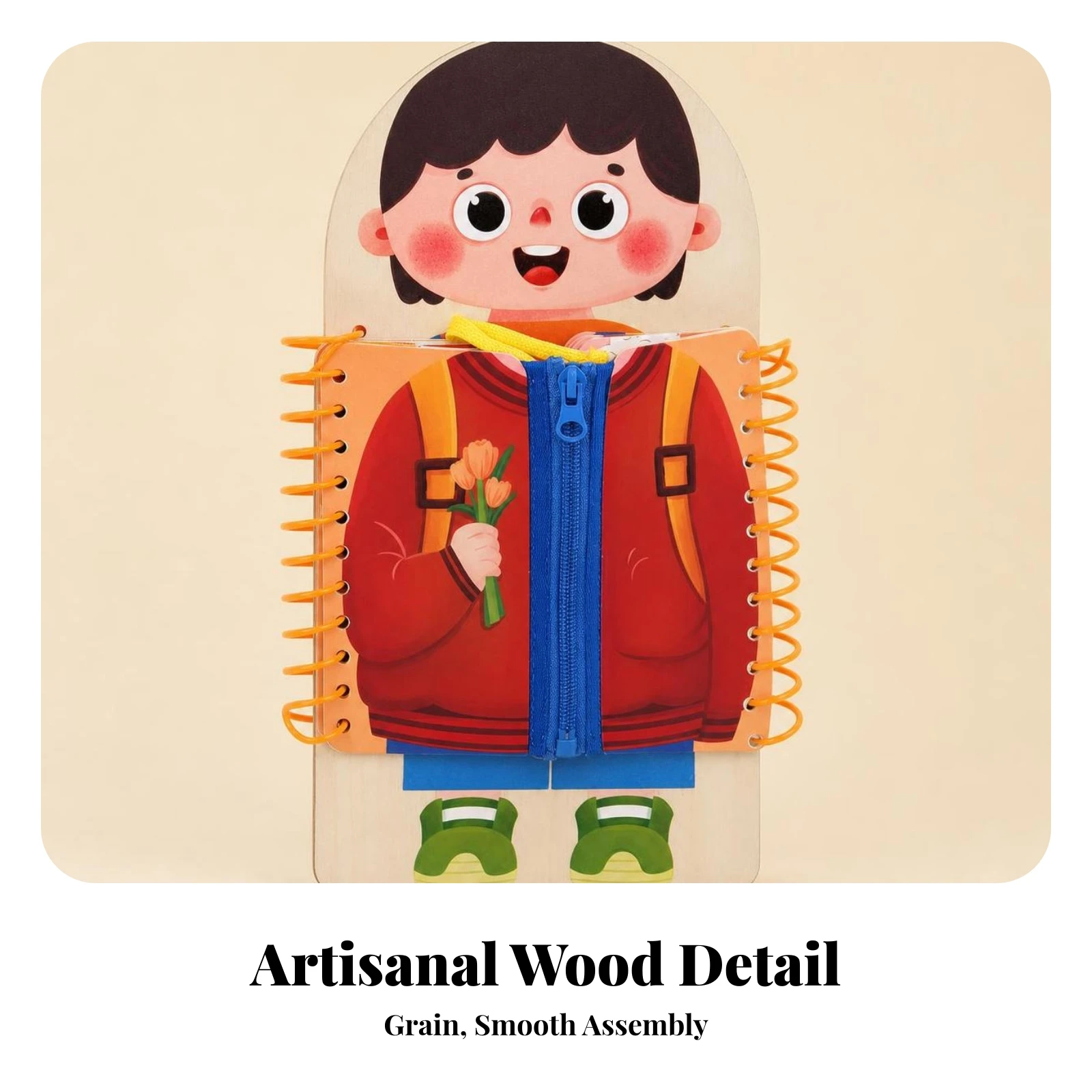 Wooden Busy Board with Zipper Hands-on Child-Centered Busy Board Sensory Book with Pages Long-Lasting Learning Toy Safe