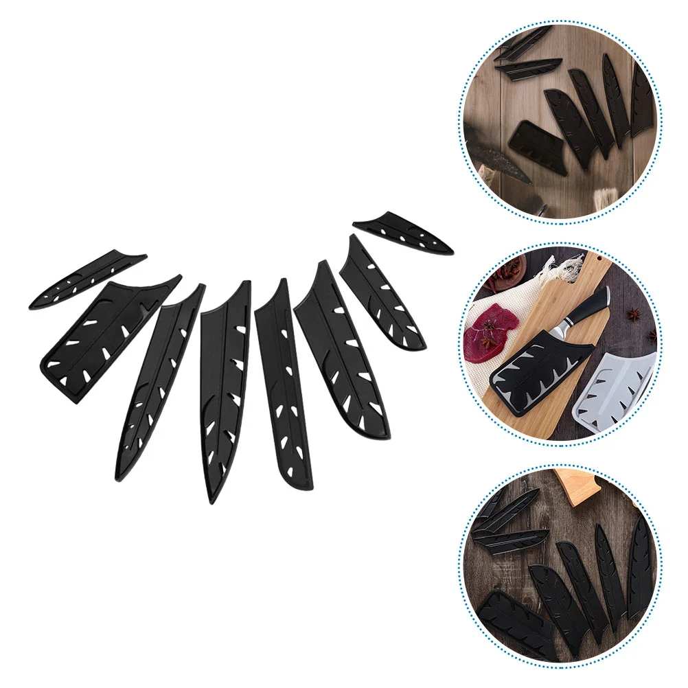 8 Pcs Kitchen Knives Cover Protection Protective Blade Sleeve Black Camping