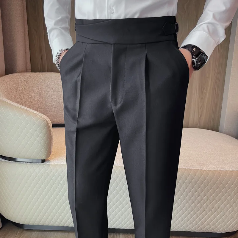 High Quality Solid Dress Suit Pants For Men Clothing All Match Slim Fit Casual Straight Trousers Business Formal Wear Black Sale