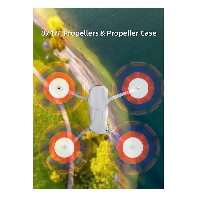 

T35C 4PCS for Air 3 Propeller 8747F Silent Noise Reduction Multifunctional Portable Quick Release Paddles,Red+White