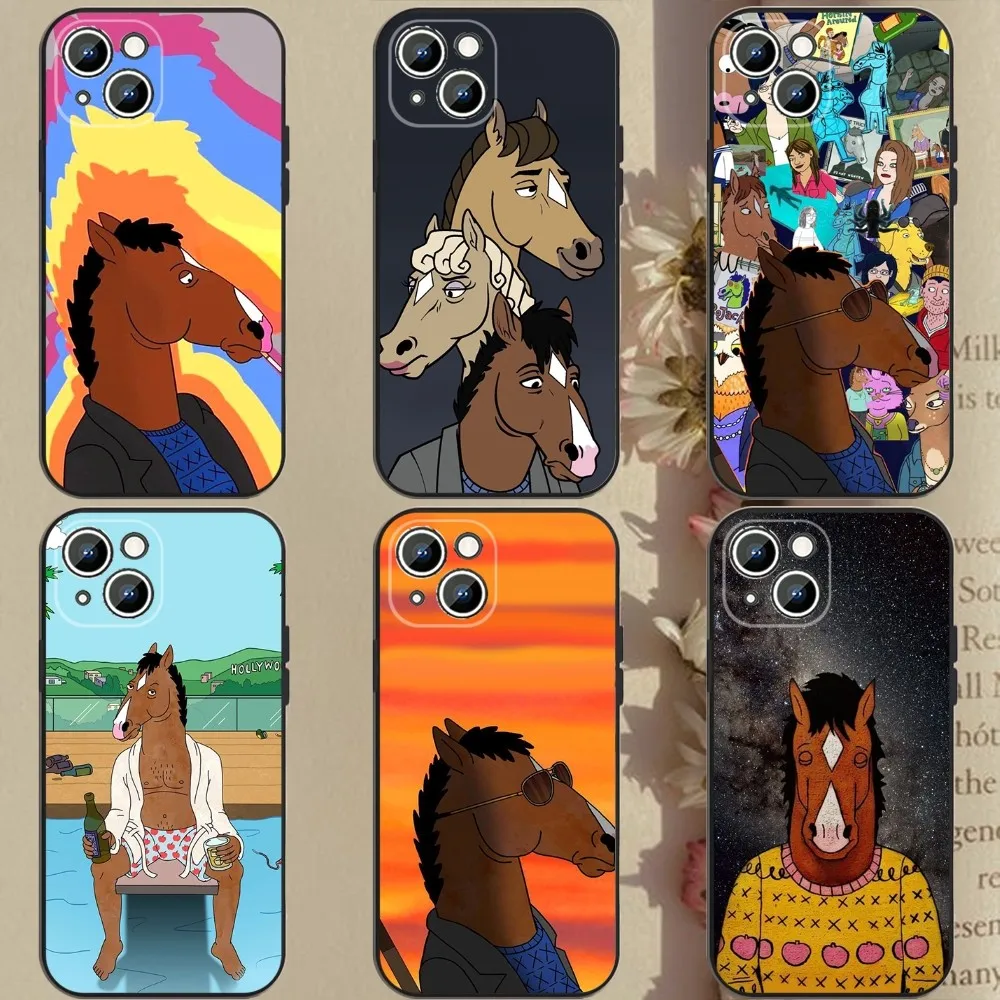 Cartoon B-BoJack- Horseman  Phone Case For Apple iPhone 15,14,13,12,11,XS,XR,X,8,7,Pro,Max,Plus,mini Silicone Black Cover