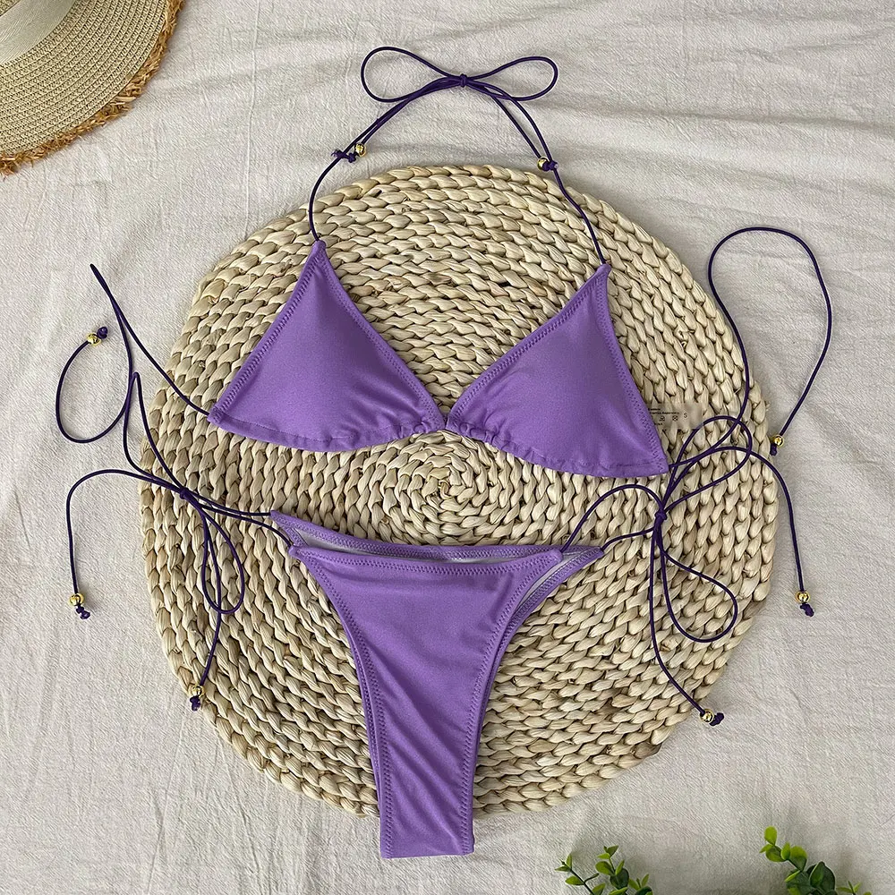 Bathing Suit Women Micro Bikini Sexy Swimsuit Female Brazilian Biquini Swimming Suits Beachwear Swimwear Solid Mini Bikini Set