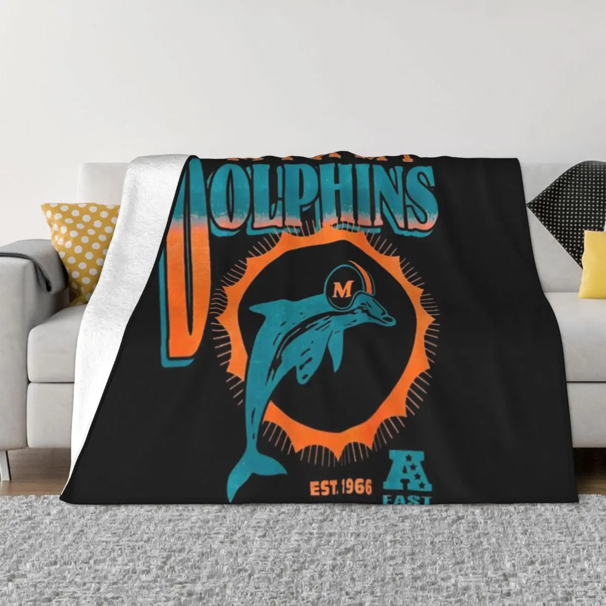 Regalo personalizado de Miami-Dolphins para niños acogedor una manta de micropolar ultrasuave