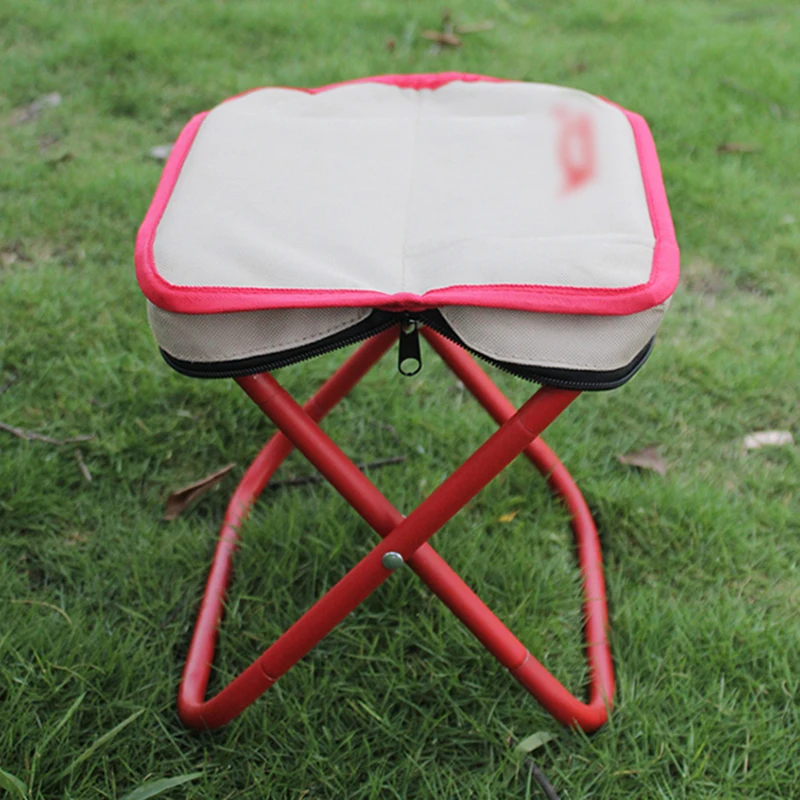 White Portable Chair for Camping Lightweight Outdoor Stool Picnic Comfortable Camp Stool with Storage Bag Easy Carry FoldingCamp