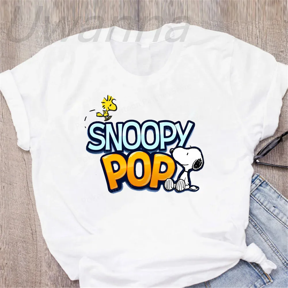 Summer New Women's T-shirt Funny Snoopy Pop Tops Print T-shirt Ladies Tshirt Casual Cute O-neck Short Sleeve Harajuku T-shirts