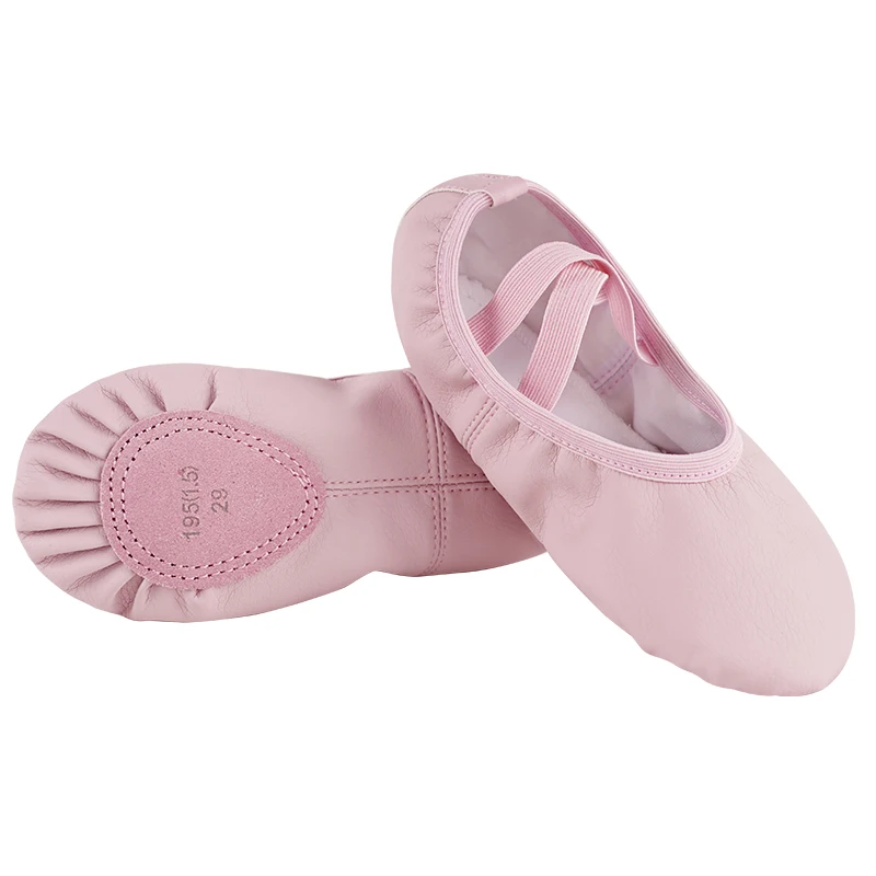Kids Ballet Shoes Girls PU Leather Soft Split Sole Professional Dance Training Slippers Non-Slip