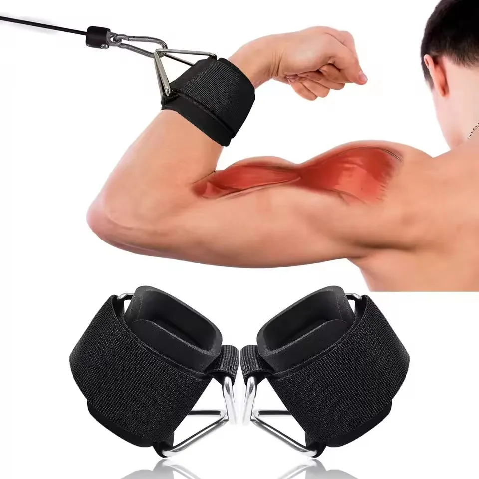 1 PC Robuste D-Ring Gewichtheber-Handgelenkriemen Verstellbare Deadlift-Riemen für Kabelmaschine, Fitnessstudio, Workout und Krafttraining – Detail 6