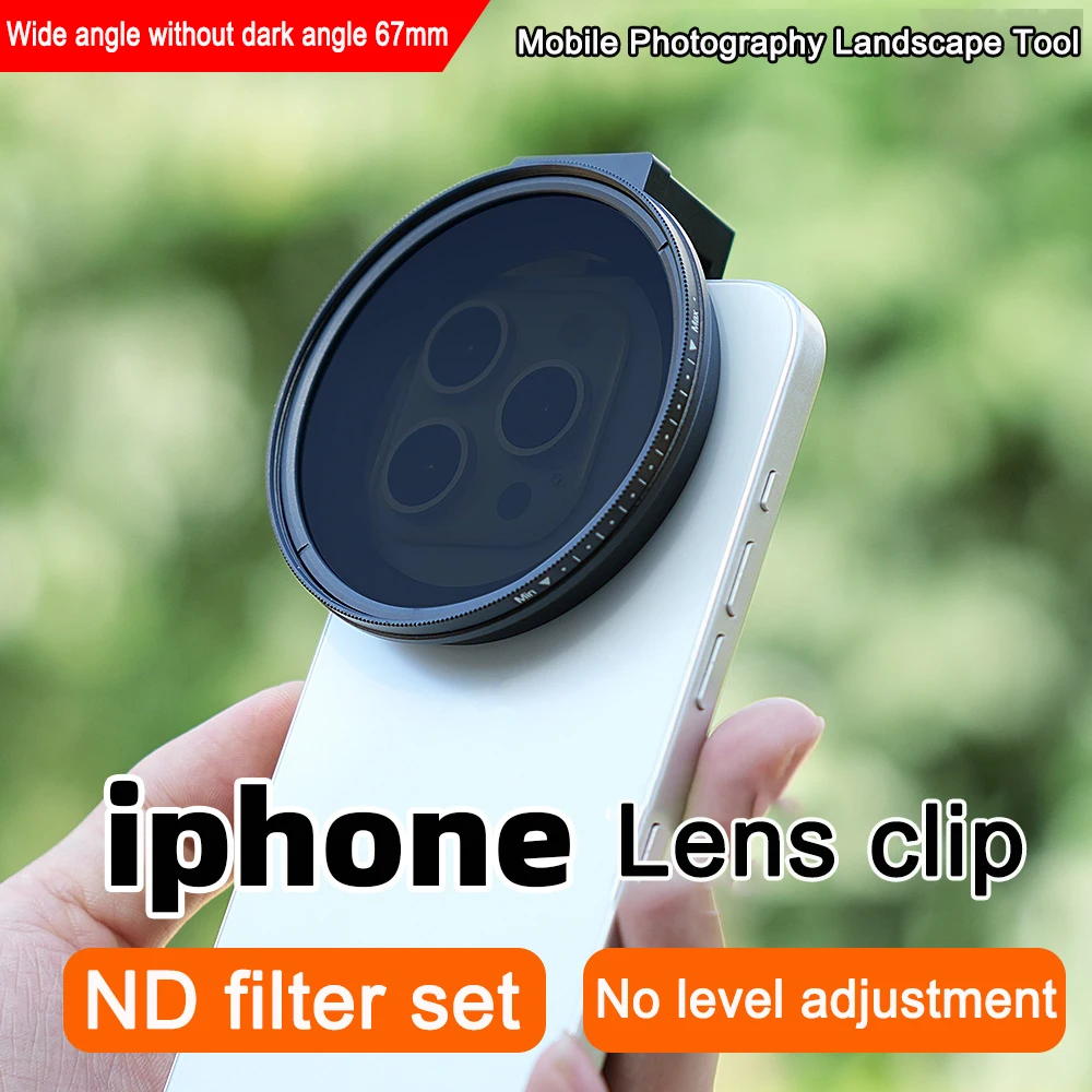 FOTGA 67mm Metal Phone Filter kit Cold Shoe Mount Lens ND CPL For iPhone 14 15 16 Pro Max Phone Filter Ring Easy Install Removal