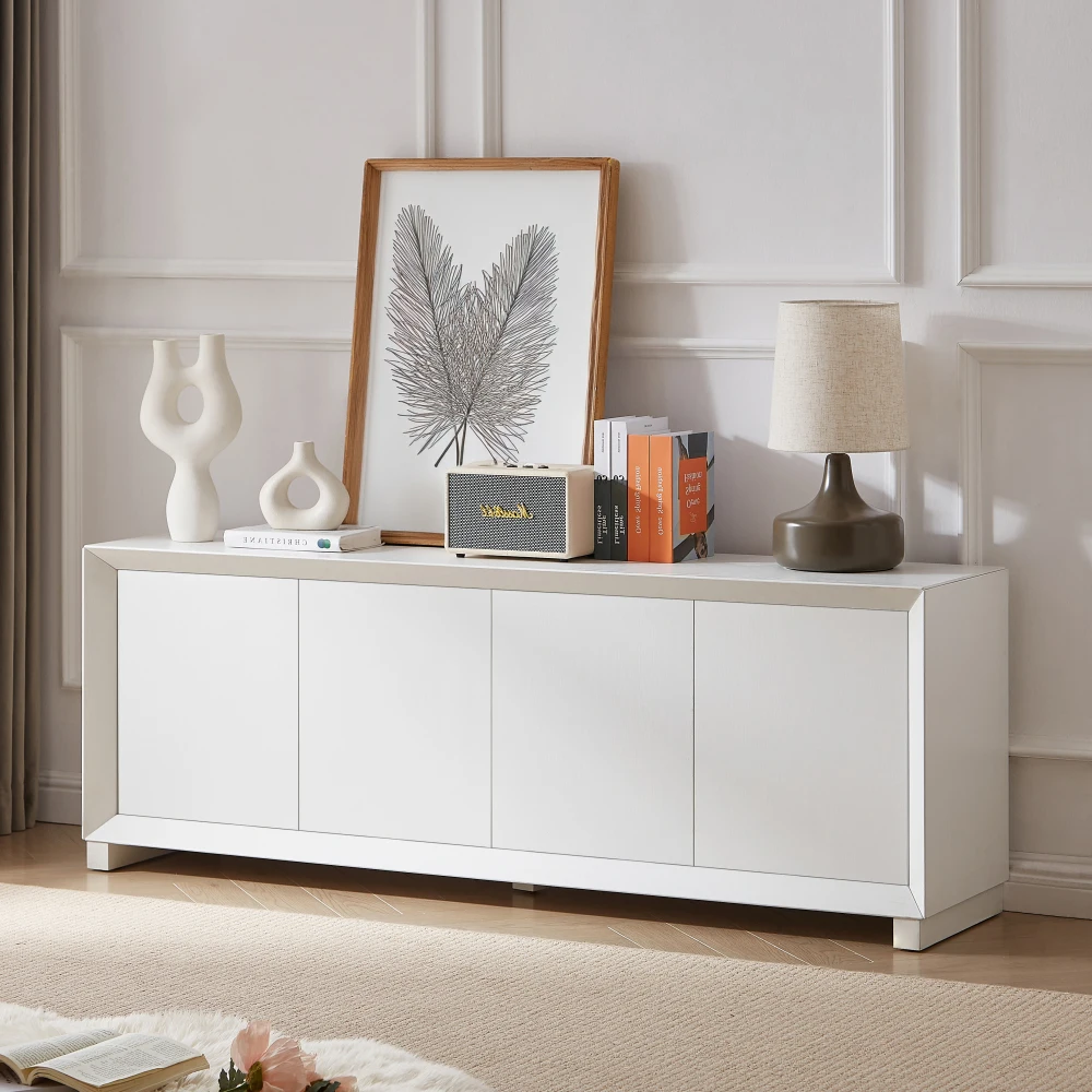 Armoire de Rangement pour Buffet, Meuble TV de Style Moderne pour Salon, Cuisine, Chambre à Coucher, Entrée Blanc