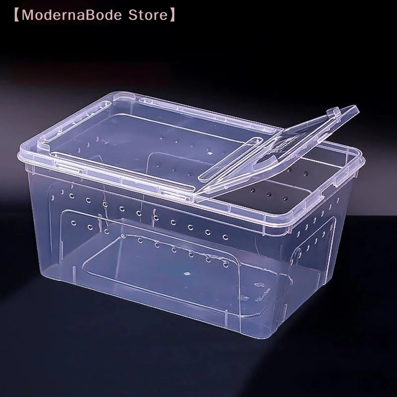 Transparent Reptile Tank Breeding Box Stackable Ventilated Reptile Terrarium View Escape-Proof Turtle Lizard Transport Container