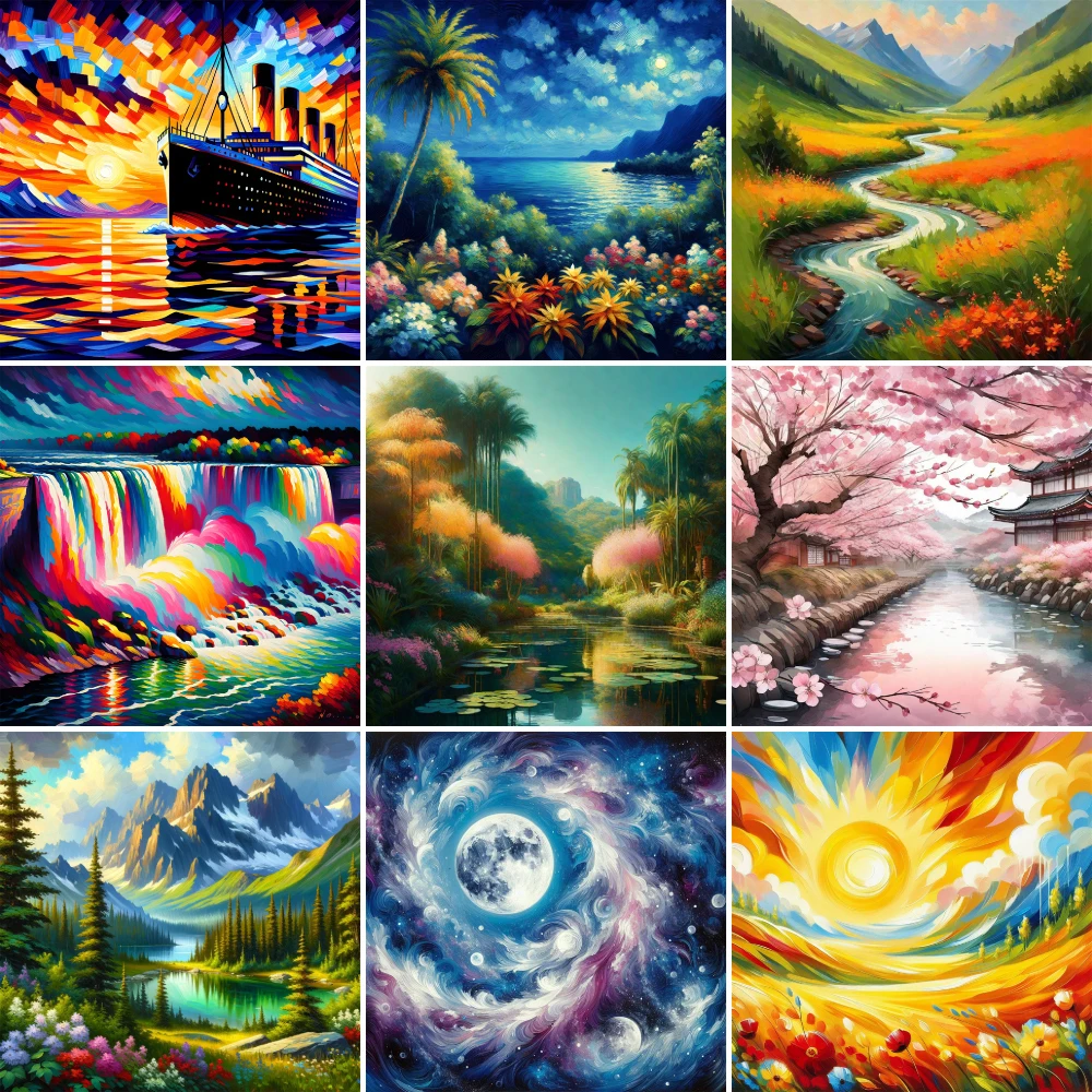 

Landscape Fantasy Nature Pre-Printed 11CT Cross Stitch Embroidery Patterns Needlework Knitting Craft Sewing Counted Floss Needle
