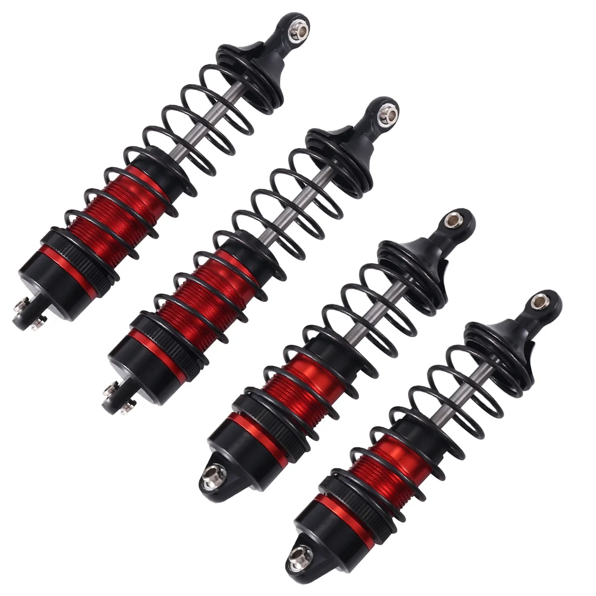 4Pcs Metal Front and Rear Shock Absorber for Traxxas Slash 4X4 2WD Rustler Stampede Hoss 1/10 RC Car Upgrade Parts, Red