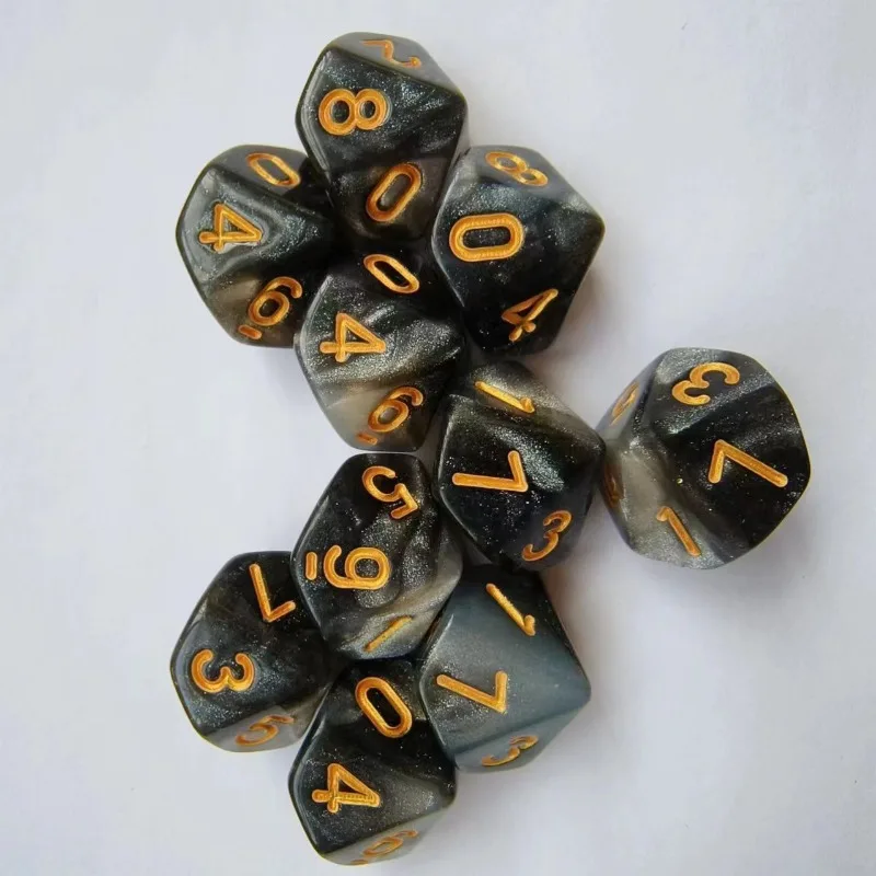 

Набор двухцветных многогранных кубиков Starry Night, 10 шт., полный набор для ролевых игр с D20 D12 D10 D8 D6 D4 для настольных развлекательных игр
