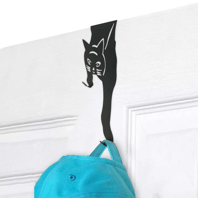 Creative Black Door Hanger Hook Cat-shaped, More - Easy to Install, Rust-Free Iron Over Door Organizer for  Bathroom, Closet