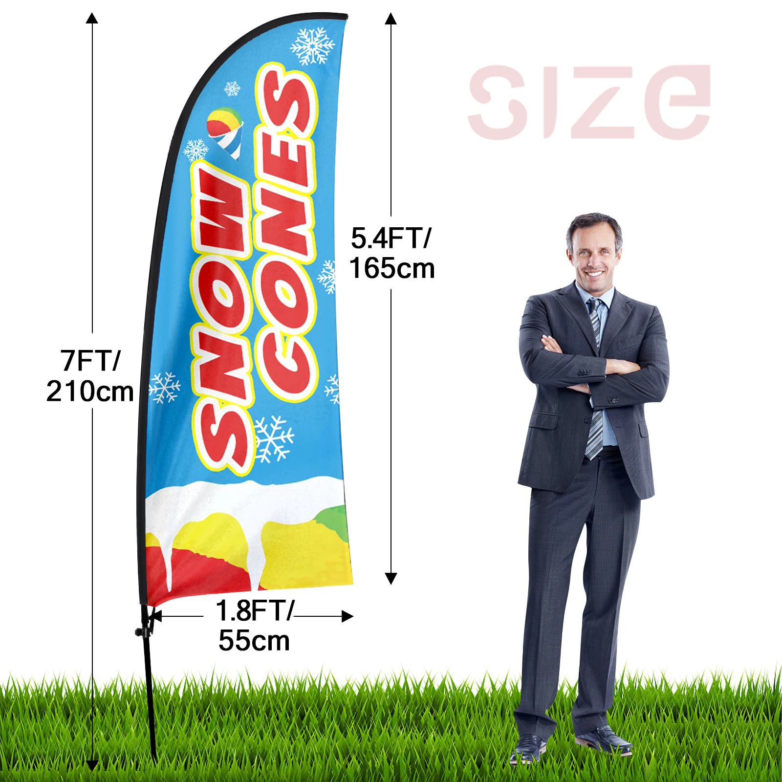 Imagem -02 - Fsflag Windless Bandeira Sinais com Pole Kit e Ground Spike Banner Cones de Neve Bandeira Feather Tall Business ft