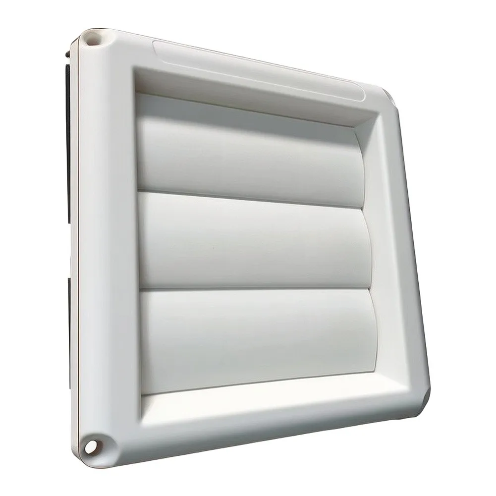 Square Louvered Vent with Integrated Self-Closing Action and Three Leaf Sealing System for Indoor Air Protection