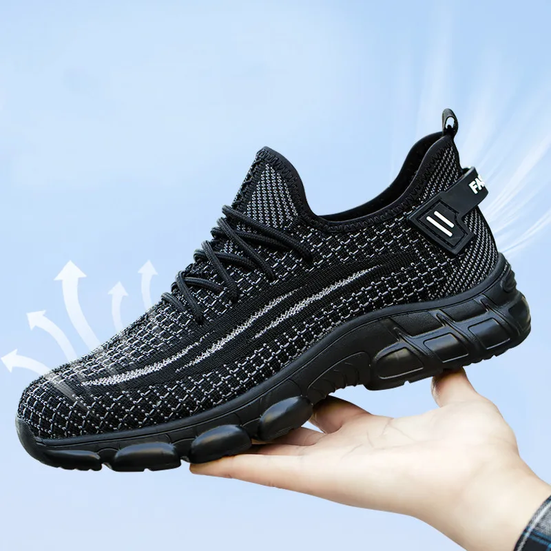 men casual breathable steel toe covers working safety shoes summer security boots air cushion sneakers worker footwear protect