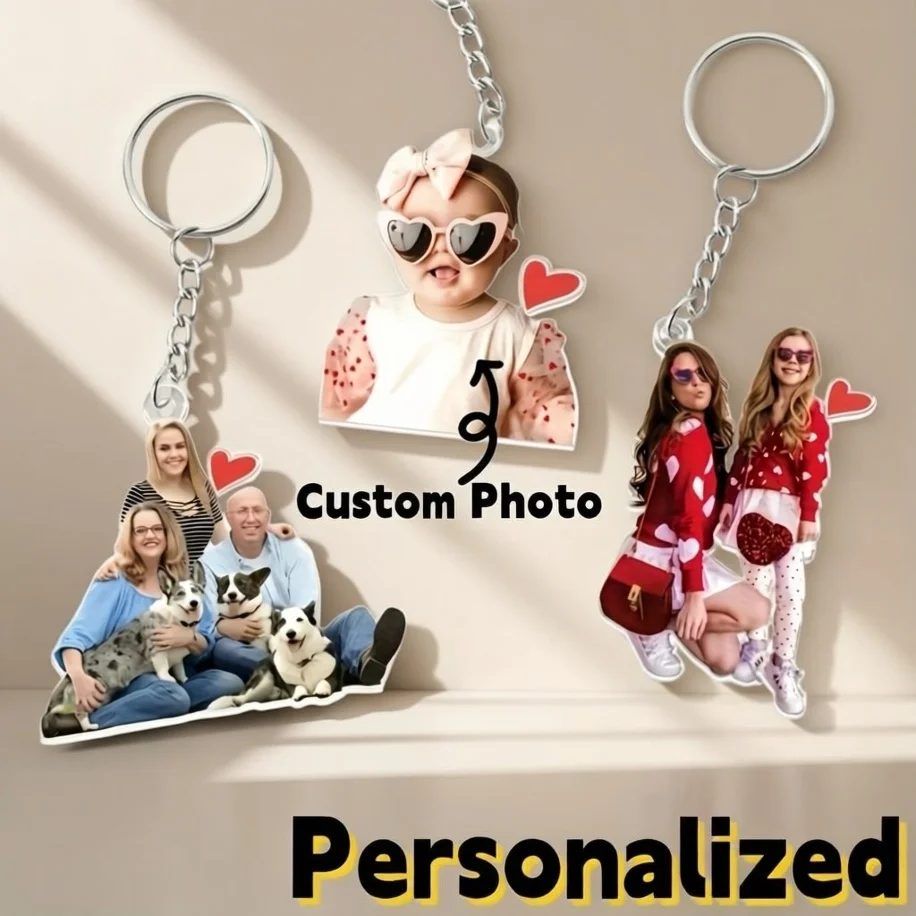 Personalized Customization, 1pc Custom Acrylic Photo Keychain Personalized Car Interior Pendant, Double-Sided Effect, Perfect Gi image 6