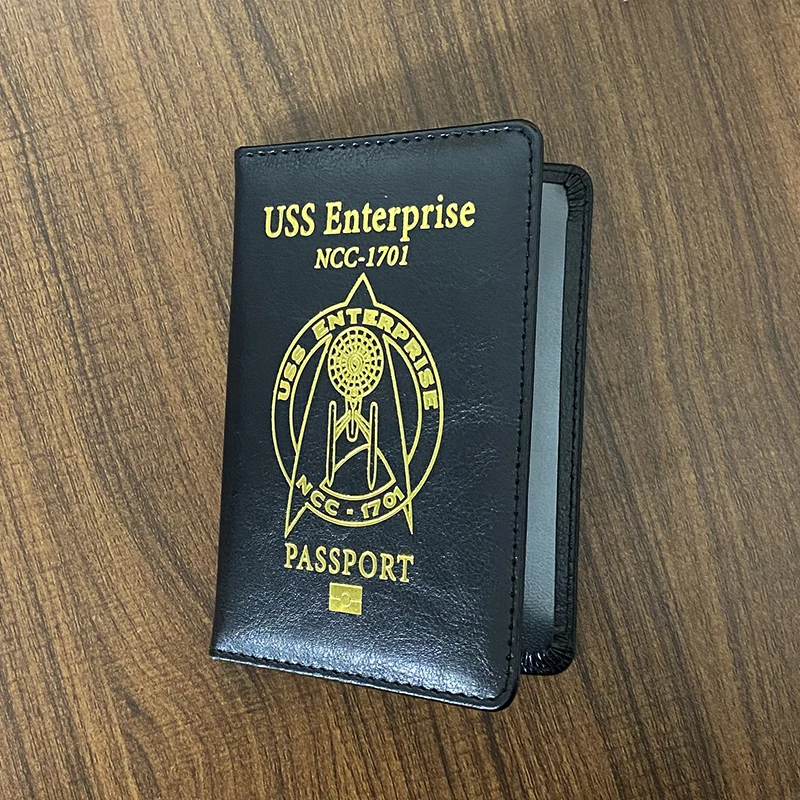 Funda de cuero Pu para pasaporte, billetera de viaje, soporte para pasaporte, NCC-1701