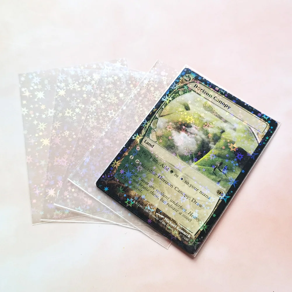 100pcs Little Star Laser Flashing Card Film Holographic Idol Photo Card Sleeves Tarot YGO Super Trading Card Protector Cover