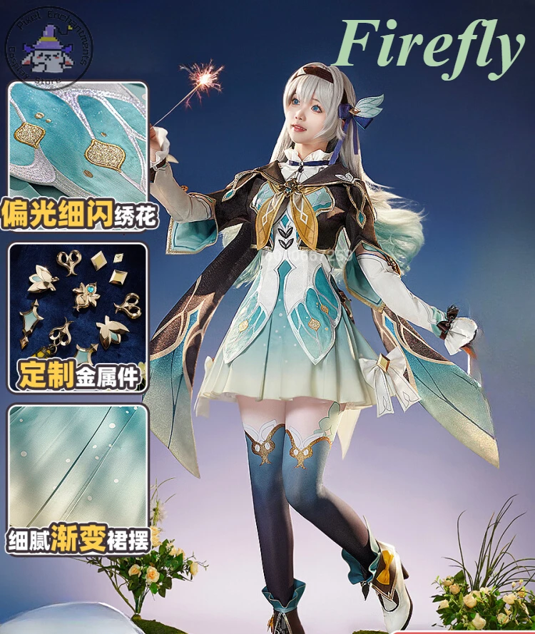 

Honkai: Star Rail Game Firefly Cosplay Costume Women's Elegant Cute Dress Christmas Halloween Carnival Party Role Play Outfit