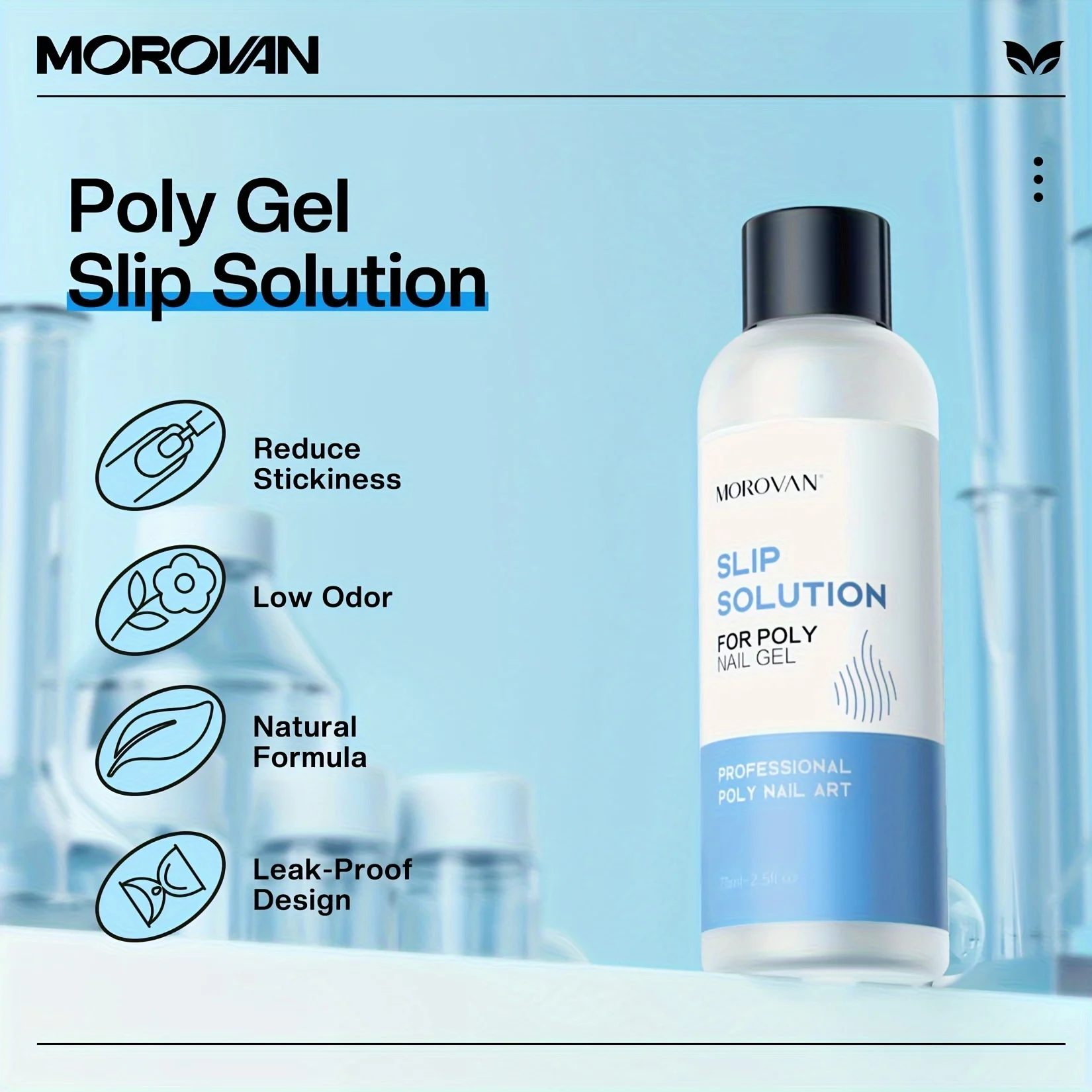 Morovan Poly Gel Slip Solution 150ml Poly Nail Gel Soluzione antiscivolo liquido con estensione pennello Soluzione antiscivolo liquido per unghie Bottiglia Ca