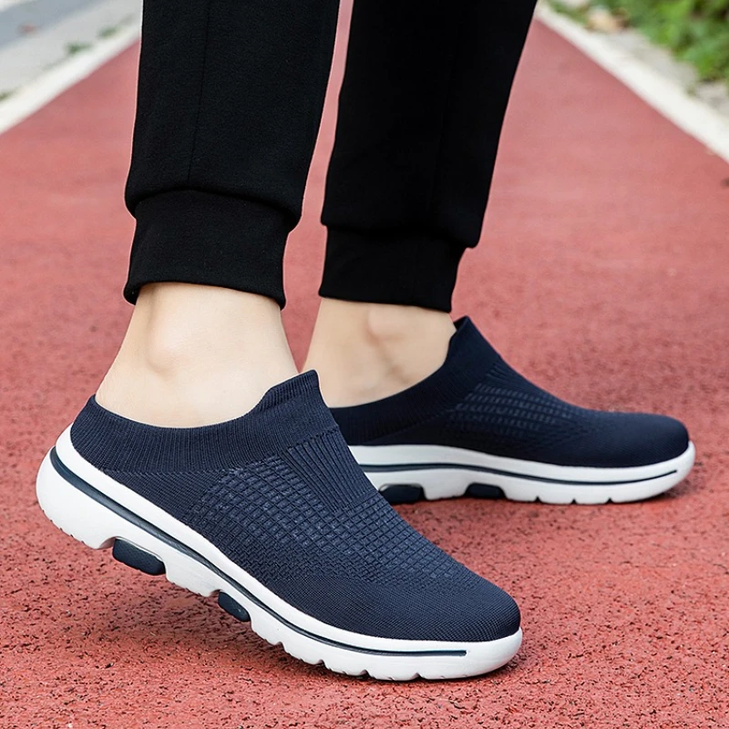 

Comfortable Men Elderly Slippers Summer Breathable Mesh Shoes Non-slip Wear-resistant Slip On Lazy Shoes for Indoor Home