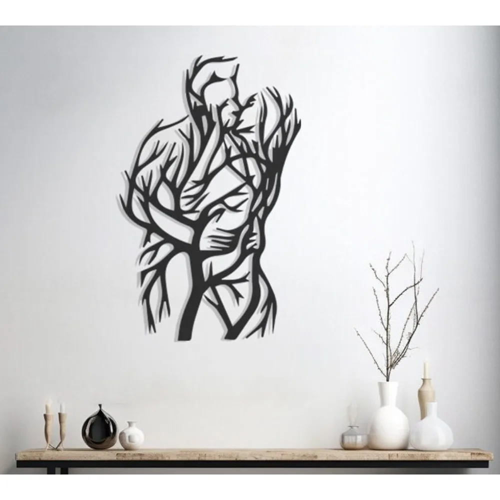 Romantische Metall-Wandkunst für Paare: Liebessilhouette als Hängedekoration für Zuhause