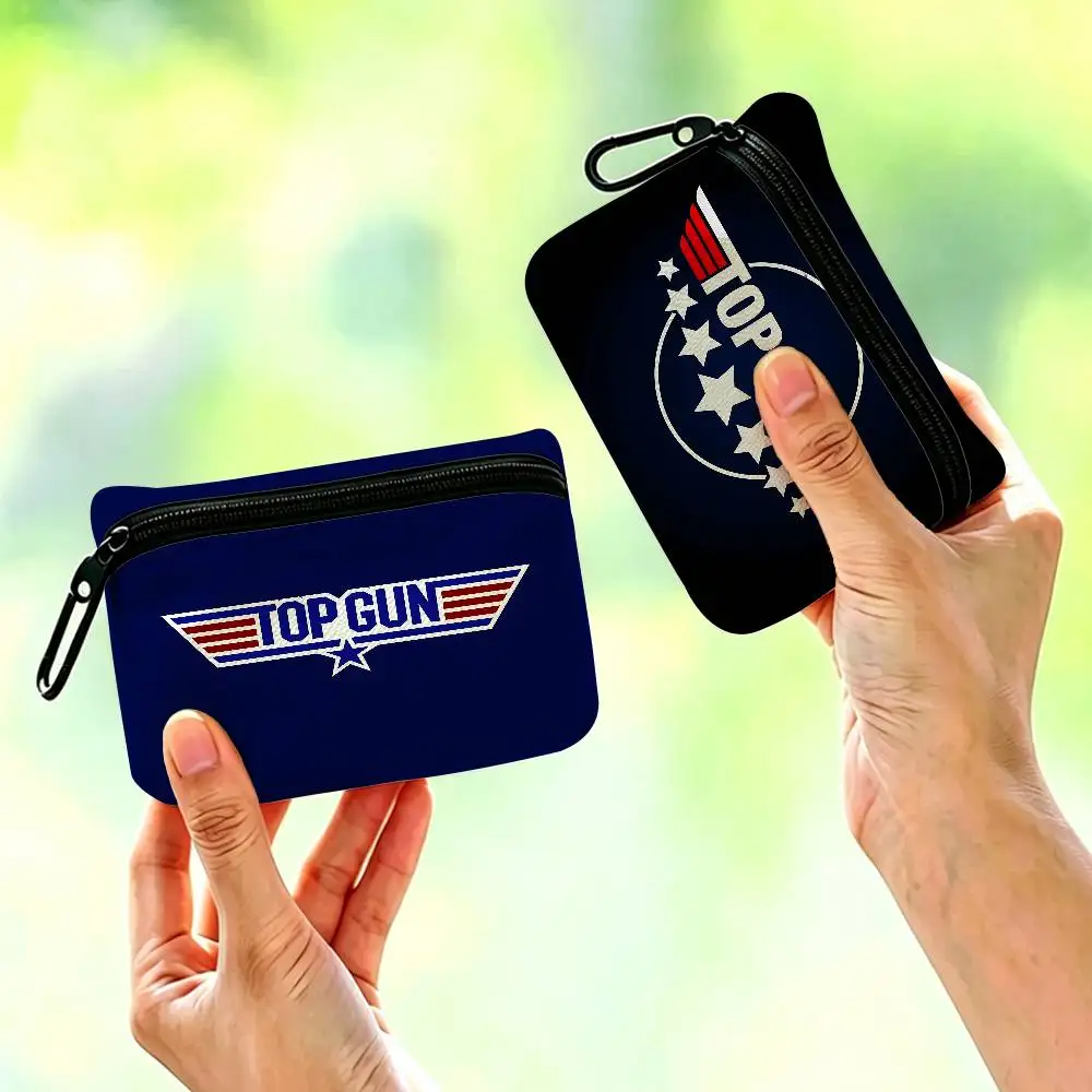 Action Movie T-Top G-GunS Oxford Coin Wallet Detachable Carabiner Hook Compact Storage Bag For Outdoor Shopping Accessory