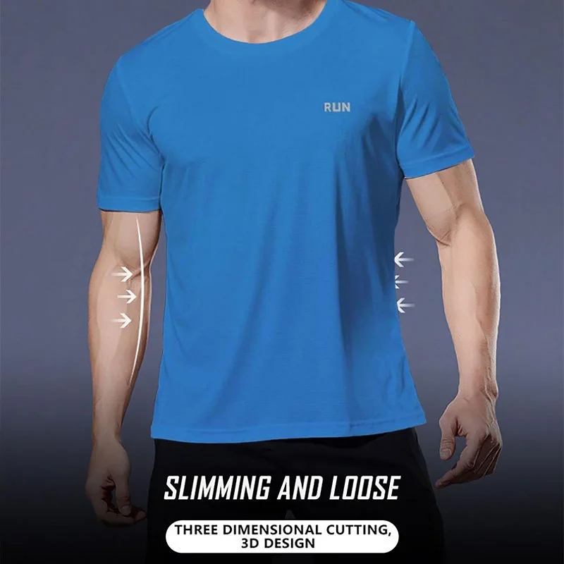 

Men Fitness Gym T Shirts Homme Running Men Designer Quick Dry Short sleeves Breathable Slim Fit Tops Tees Sport Athletic Shirt