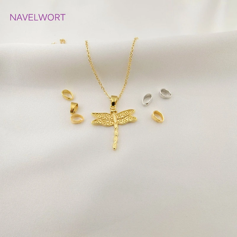 18K Gold Plating Brass Narrow Tapered Solder-On Pendant Bail,Droplet Shape Bailes For Jewelry Necklace Making Accessories