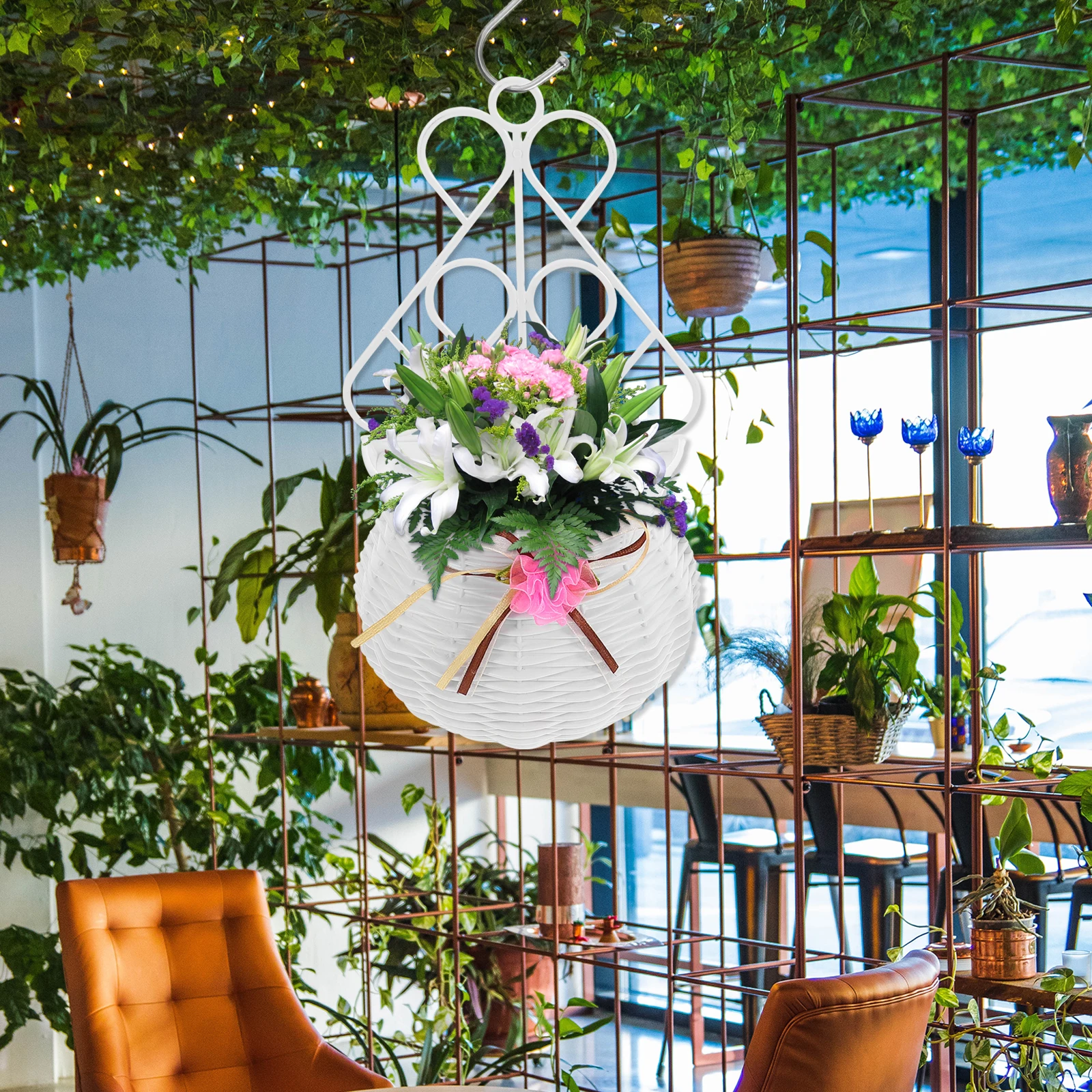 

2 Pcs Outdoor Simulated Plant Flower Basket Pots Indoor Pp Artificial Hanging Flowers