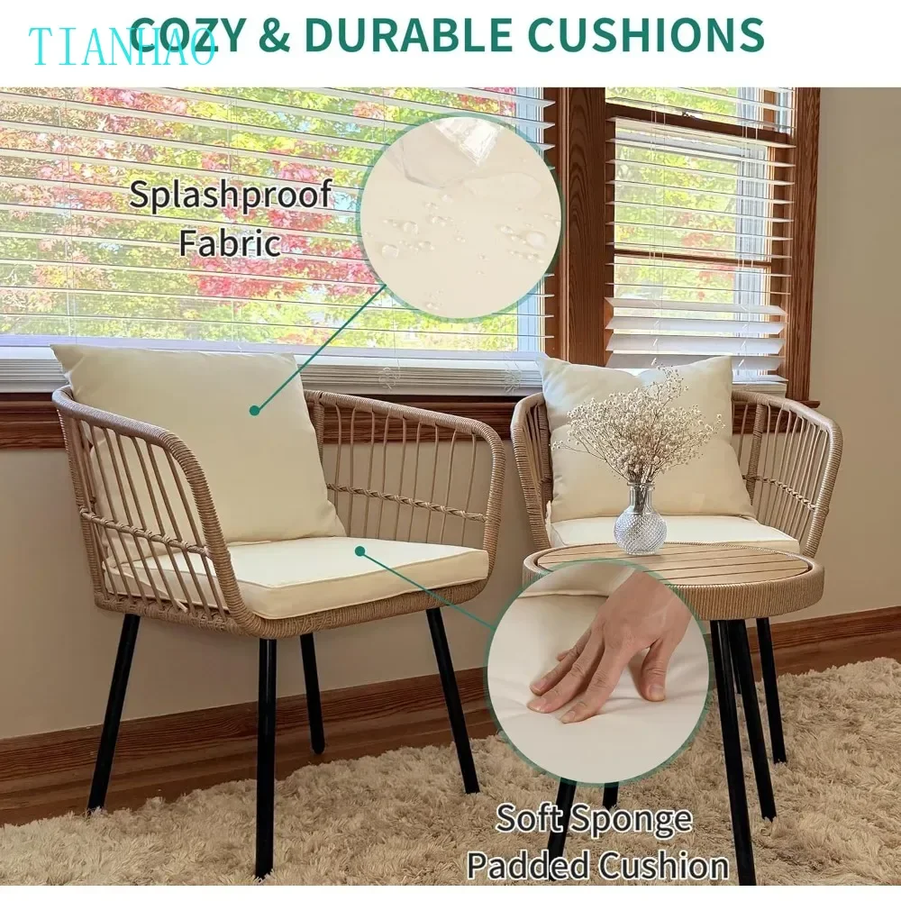 Conjunto de cadeiras decorativas com 2 cadeiras modernas de meados do século com travesseiro, poltrona estofada com mesa lateral e almofada macia