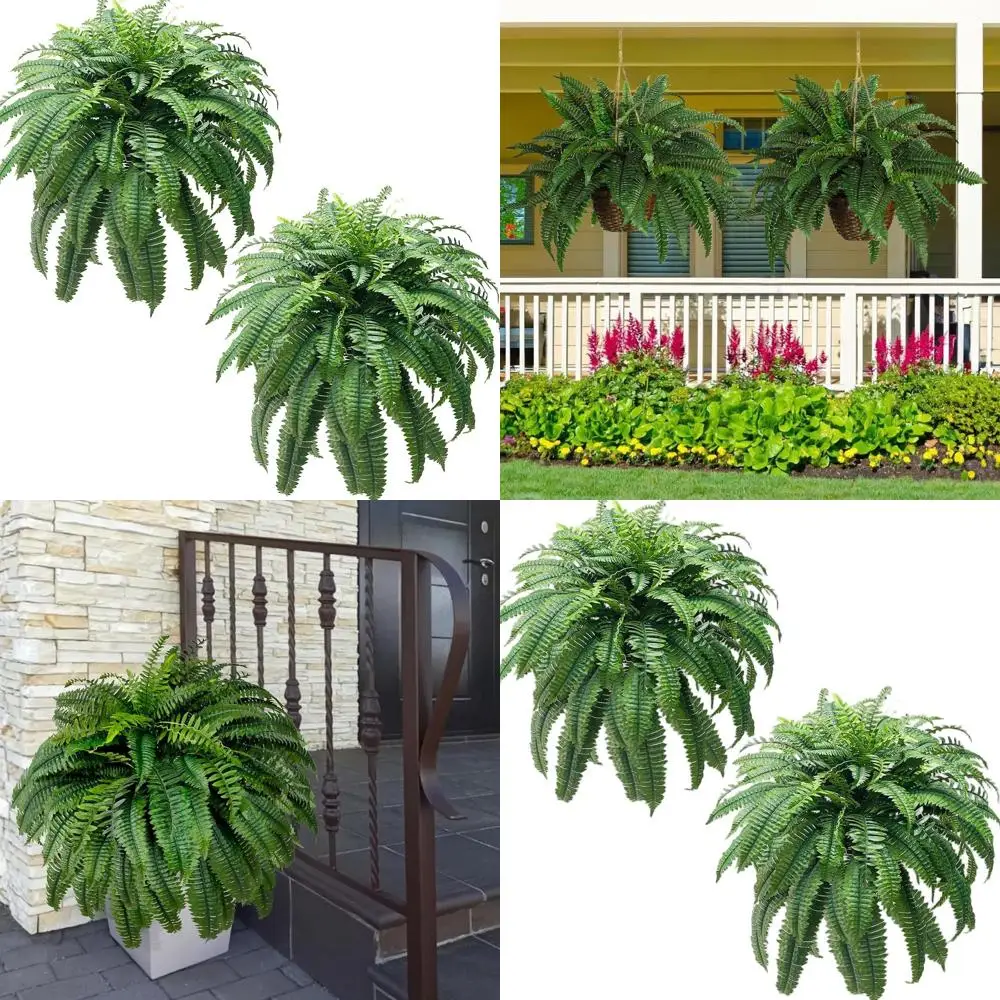 

Набор из 2-х больших искусственных папорот Бостон на открытом воздухе — устойчивый к ультрафиолетовому излучению, 88 фрудов, реалистичная зелень