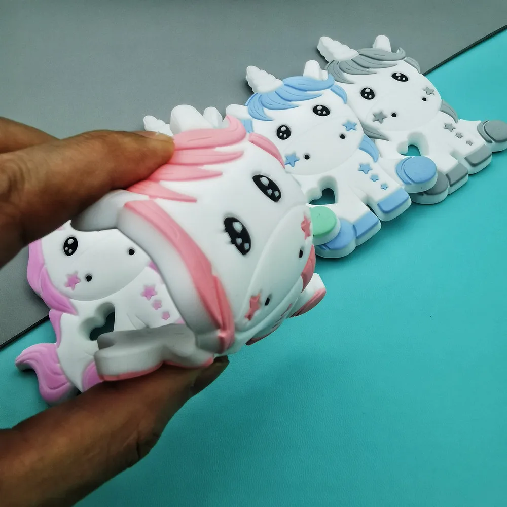 1 Buah Hadiah Kawaii Mainan Gigi Bayi Unicorn Food Grade Liontin Dot Rantai Aksesori Kalung untuk Bayi