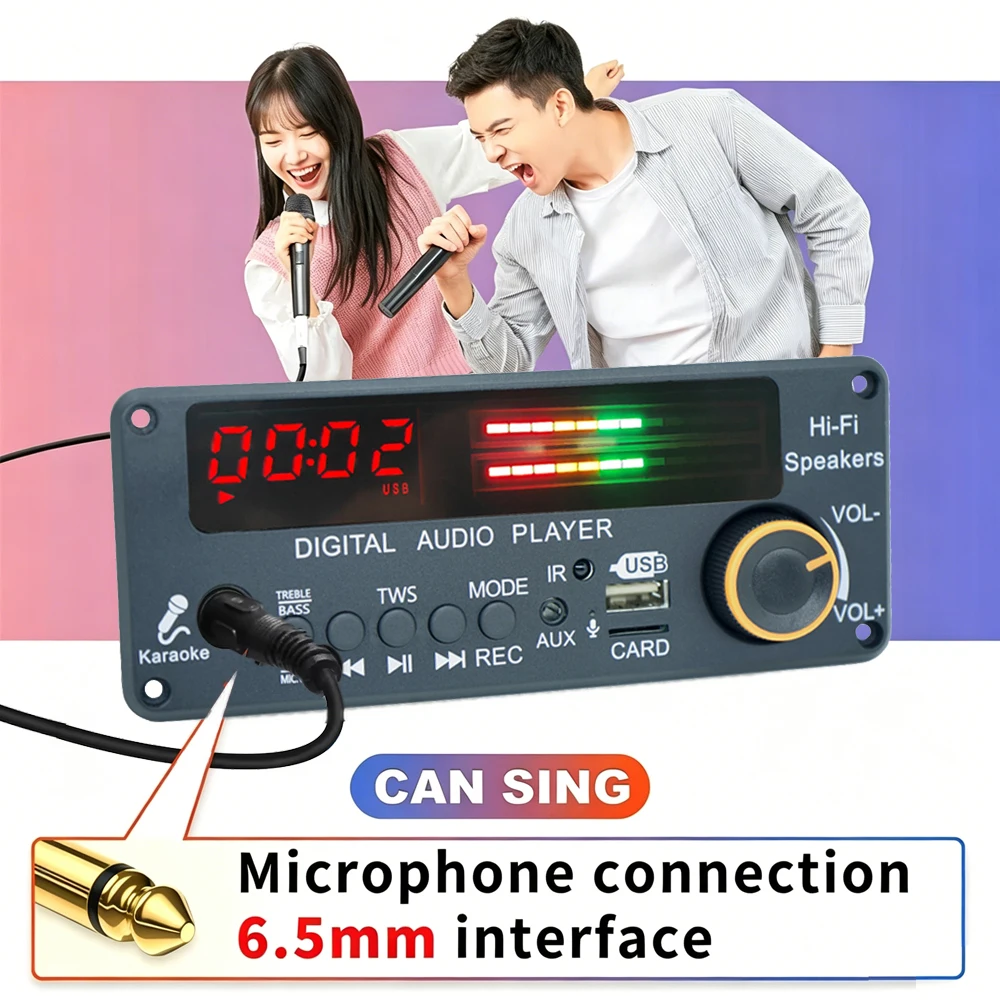 KEBIDU Bluetooth 5.3 MP3-Decoder-Board Auto TWS Kabelloser MP3-Player DC 12V DIY Home Audio Modul mit Mikrofon USB TF FM-Radio für Lautsprecher – Detail 3